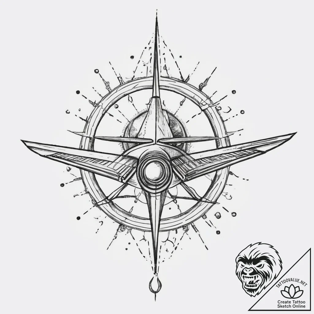 Tattoo sketch cosmic plane, ink illustration... - tattoo sketch (№1756678855_0, 31.08.2025 22:20) — tattoovalue.net