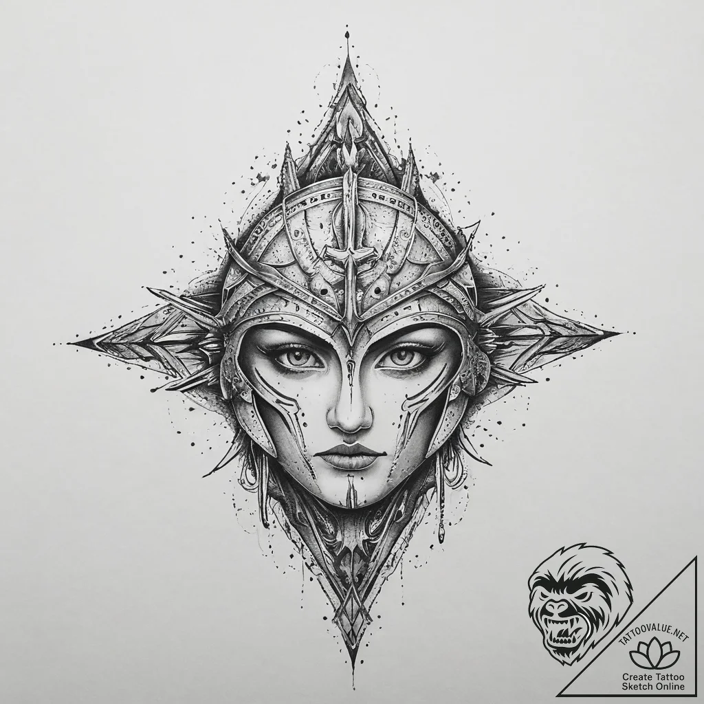 Tattoo sketch warrior, tattoo sketch design,... - tattoo sketch (№1756679051_0, 31.08.2025 22:24) — tattoovalue.net