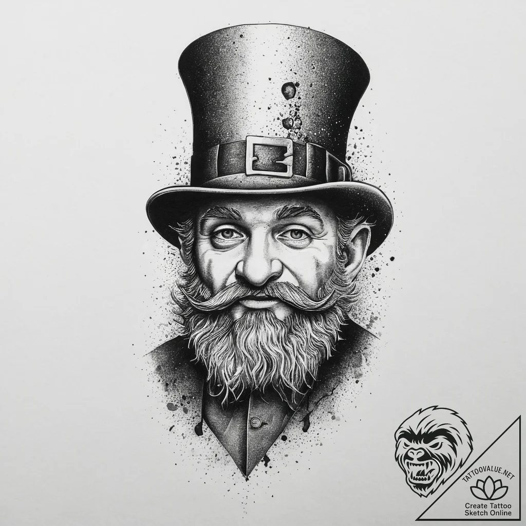 Tattoo sketch leprechaun, concept art for tat... - tattoo sketch (№1756680425_0, 31.08.2025 22:47) — tattoovalue.net