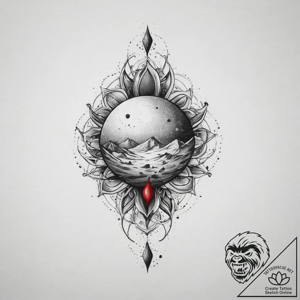 Tattoo sketch cosmic soil, concept art for ta... - tattoo sketch (№1756681210_0, 31.08.2025 23:00) — tattoovalue.net
