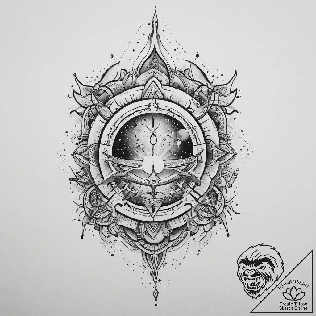 Tattoo sketch cosmic essence, tattoo sketch d... - tattoo sketch (№1756681799_0, 31.08.2025 23:09) — tattoovalue.net