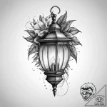Tattoo sketch lantern with a plant inside, ar… – tattoo sketch (№1756682584_0, 31.08.2025 23:23) — tattoovalue.net