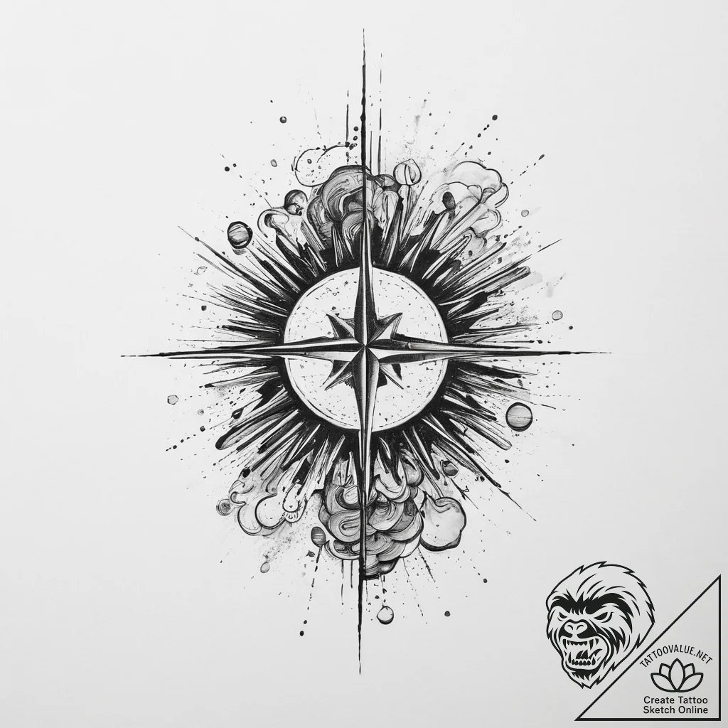 Tattoo sketch cosmic scene, tattoo line art,... - tattoo sketch (№1756682984_0, 31.08.2025 23:29) — tattoovalue.net