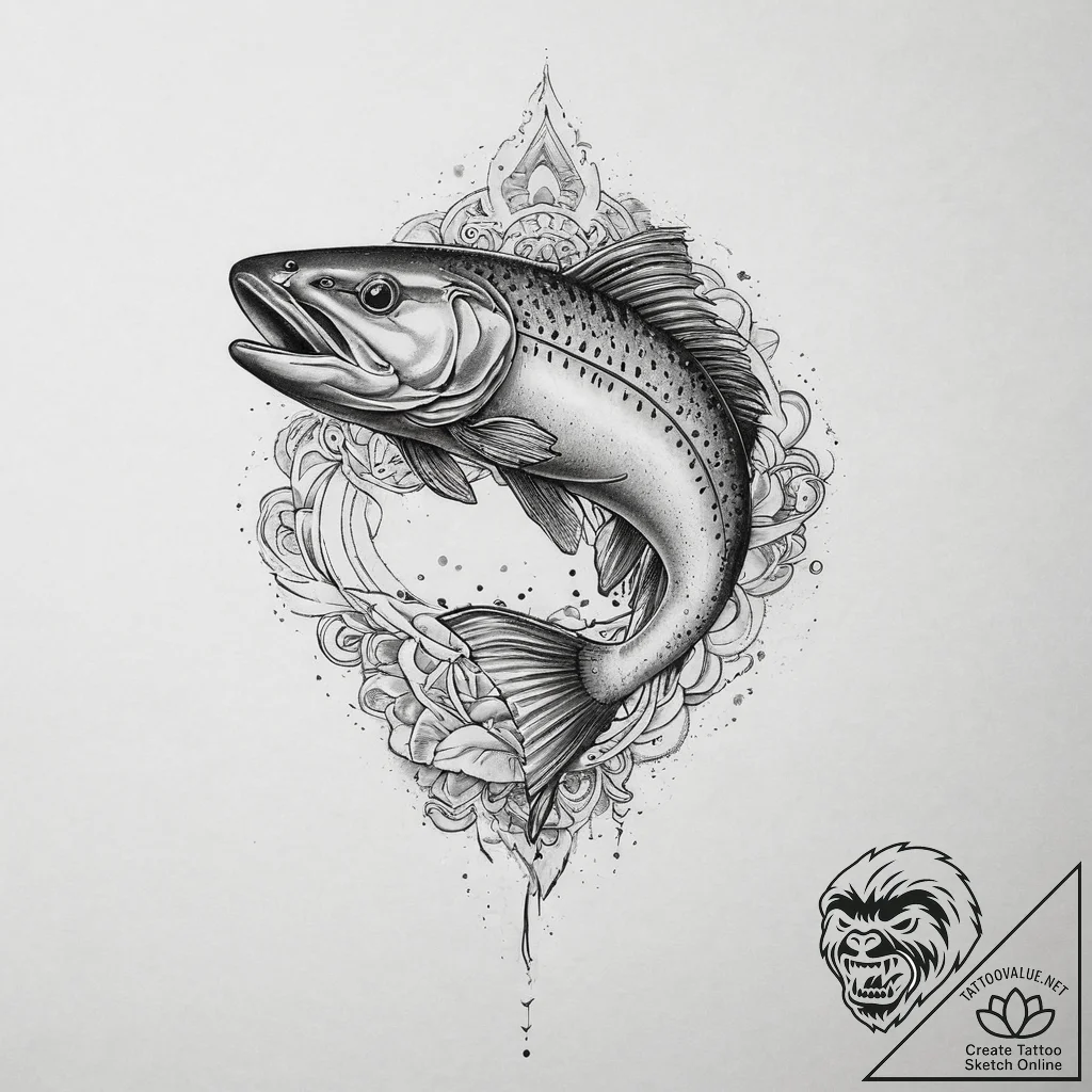 Tattoo sketch steelhead, ink illustration for... - tattoo sketch (№1756683981_0, 31.08.2025 23:46) — tattoovalue.net