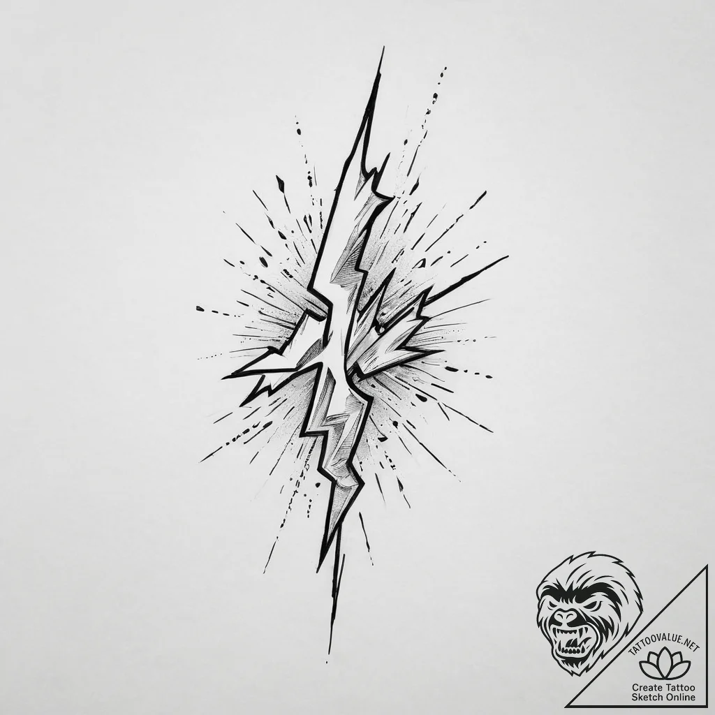 Tattoo sketch lightning strike - tattoo sketch (№1756684179_0, 31.08.2025 23:49) — tattoovalue.net