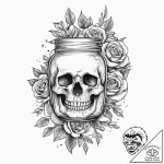 Tattoo sketch jam jar, ink illustration for t… – tattoo sketch (№1756684572_0, 31.08.2025 23:56) — tattoovalue.net