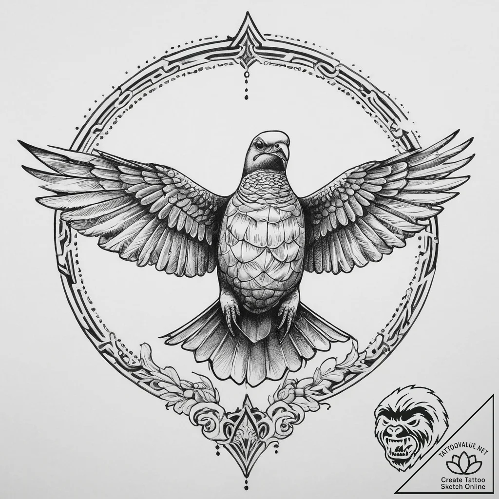 Tattoo sketch turtle dove, artistic tattoo sk... - tattoo sketch (№1756684770_0, 31.08.2025 23:59) — tattoovalue.net