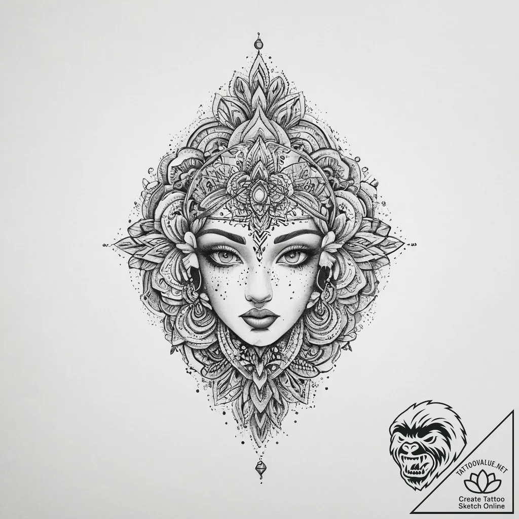 Tattoo sketch divine representation, concept... - tattoo sketch (№1756685760_0, 01.09.2025 00:16) — tattoovalue.net