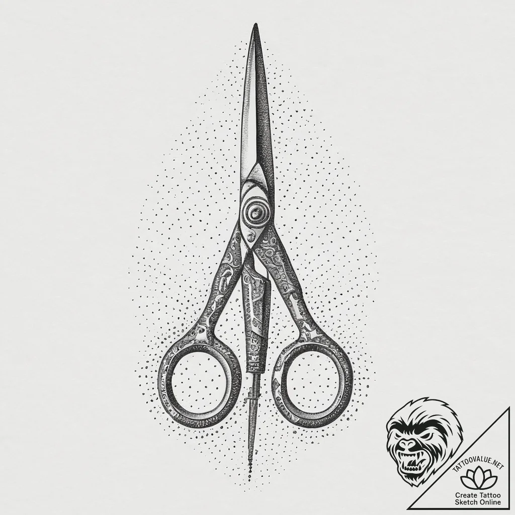 Tattoo sketch scissors, concept art for tatto... - tattoo sketch (№1756686160_0, 01.09.2025 00:22) — tattoovalue.net
