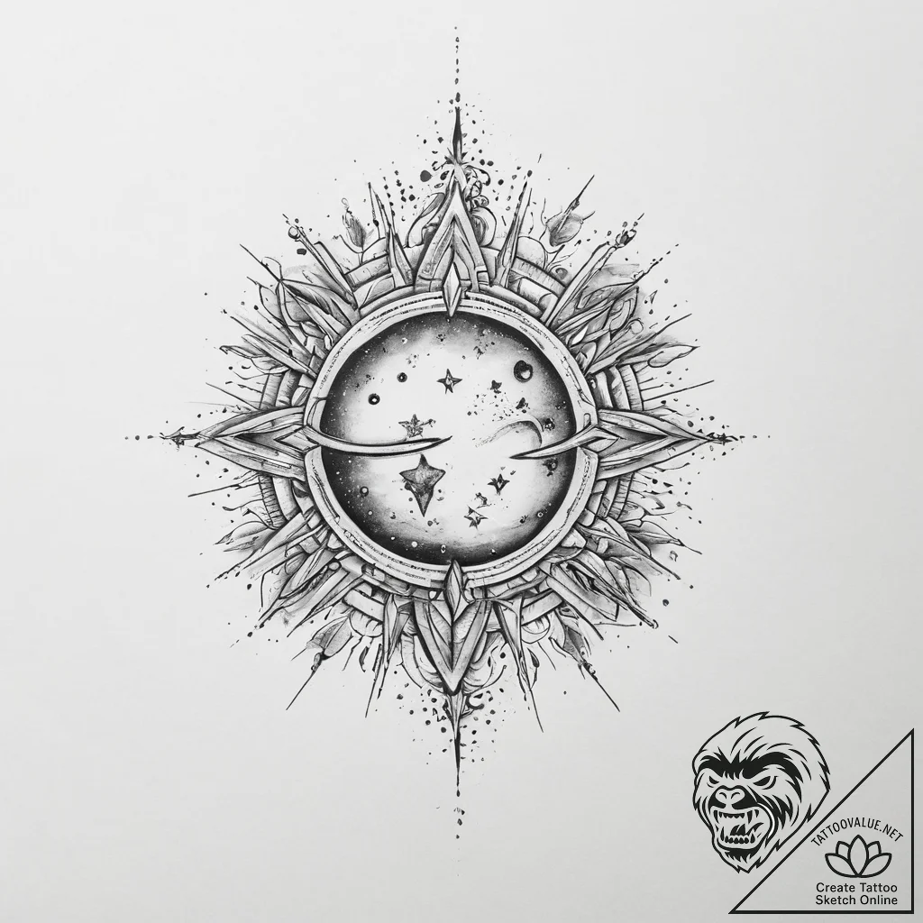 Tattoo sketch cosmic beginning - tattoo sketch (№1756686953_0, 01.09.2025 00:35) — tattoovalue.net