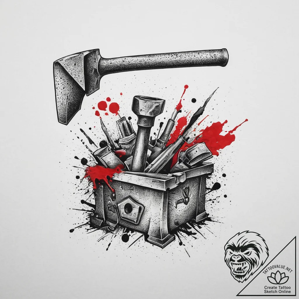 Tattoo sketch blacksmith anvil and hammer, in... - tattoo sketch (№1756687744_0, 01.09.2025 00:49) — tattoovalue.net