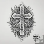 Tattoo sketch key with a plant, tattoo flash… – tattoo sketch (№1756688342_0, 01.09.2025 00:59) — tattoovalue.net