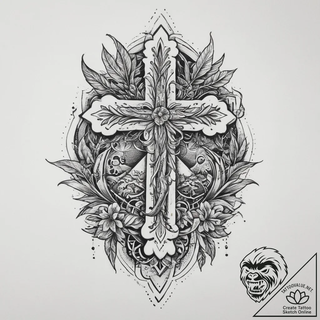 Tattoo sketch key with a plant, tattoo flash... - tattoo sketch (№1756688342_0, 01.09.2025 00:59) — tattoovalue.net