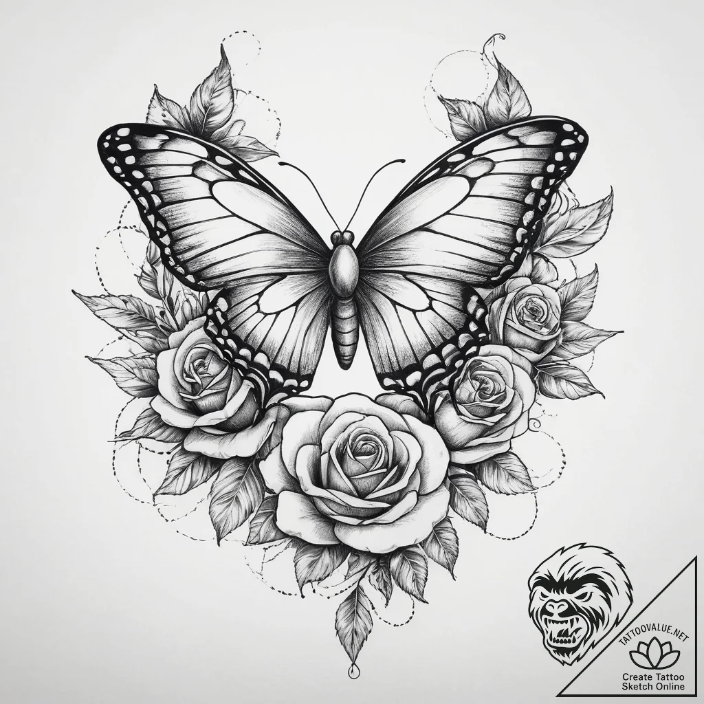 Tattoo sketch butterfly, tattoo flash sheet d... - tattoo sketch (№1756690333_0, 01.09.2025 01:32) — tattoovalue.net