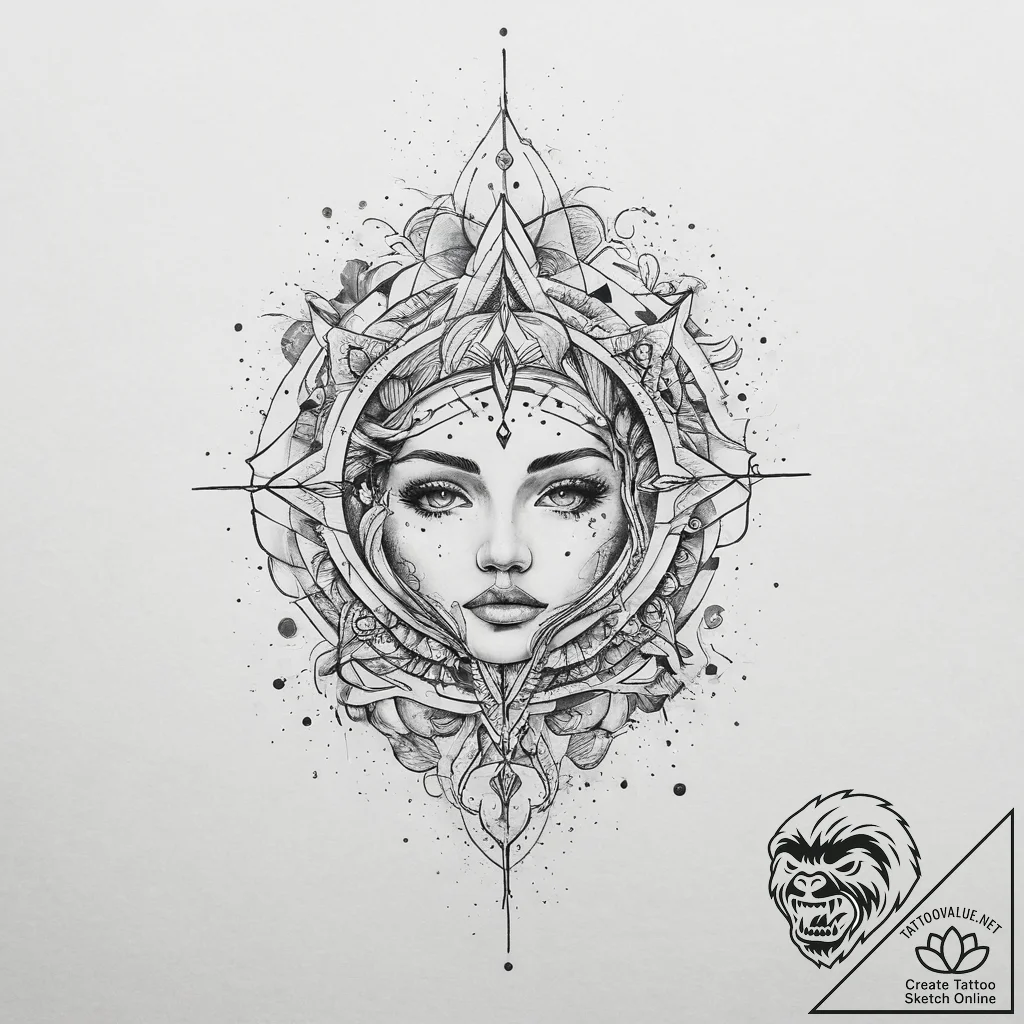 Tattoo sketch cosmic myth, artistic tattoo sk... - tattoo sketch (№1756691129_0, 01.09.2025 01:45) — tattoovalue.net