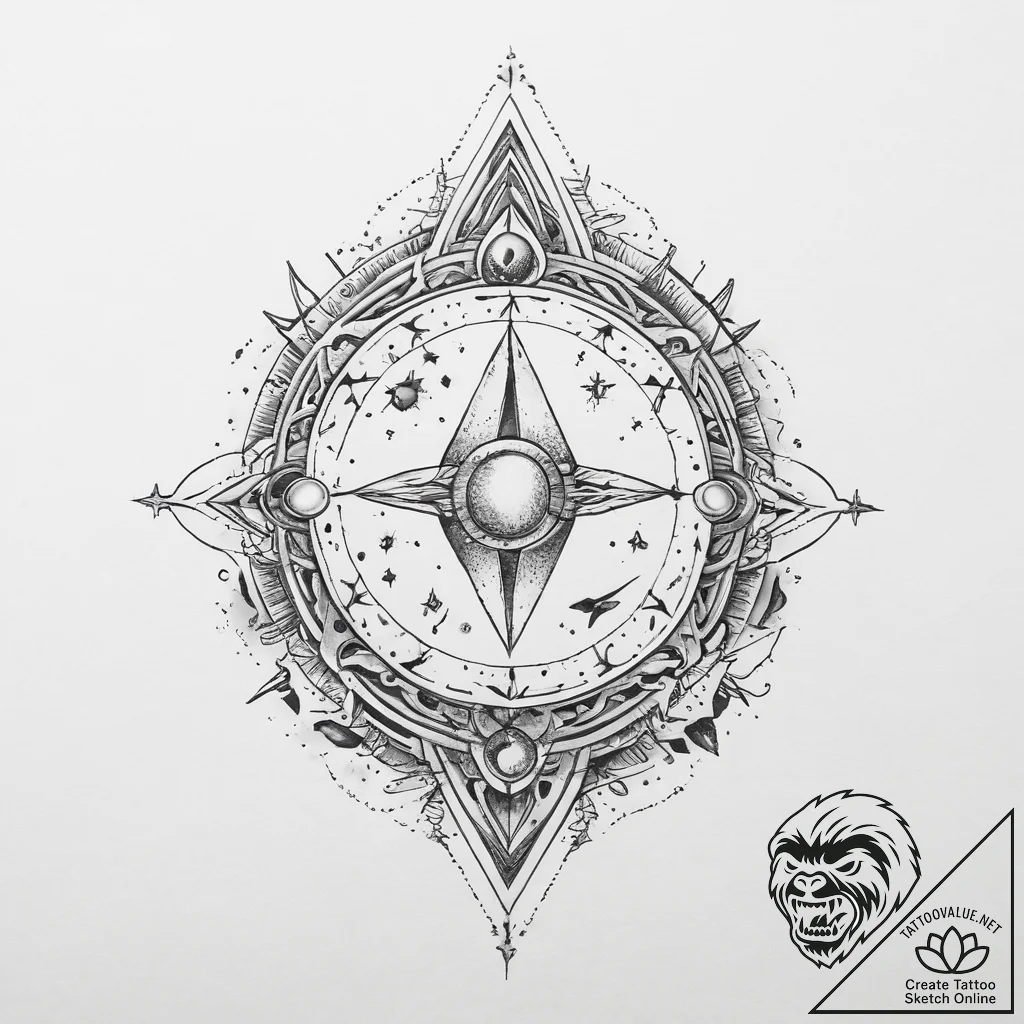 Tattoo sketch cosmic tale - tattoo sketch (№1756692130_0, 01.09.2025 02:02) — tattoovalue.net