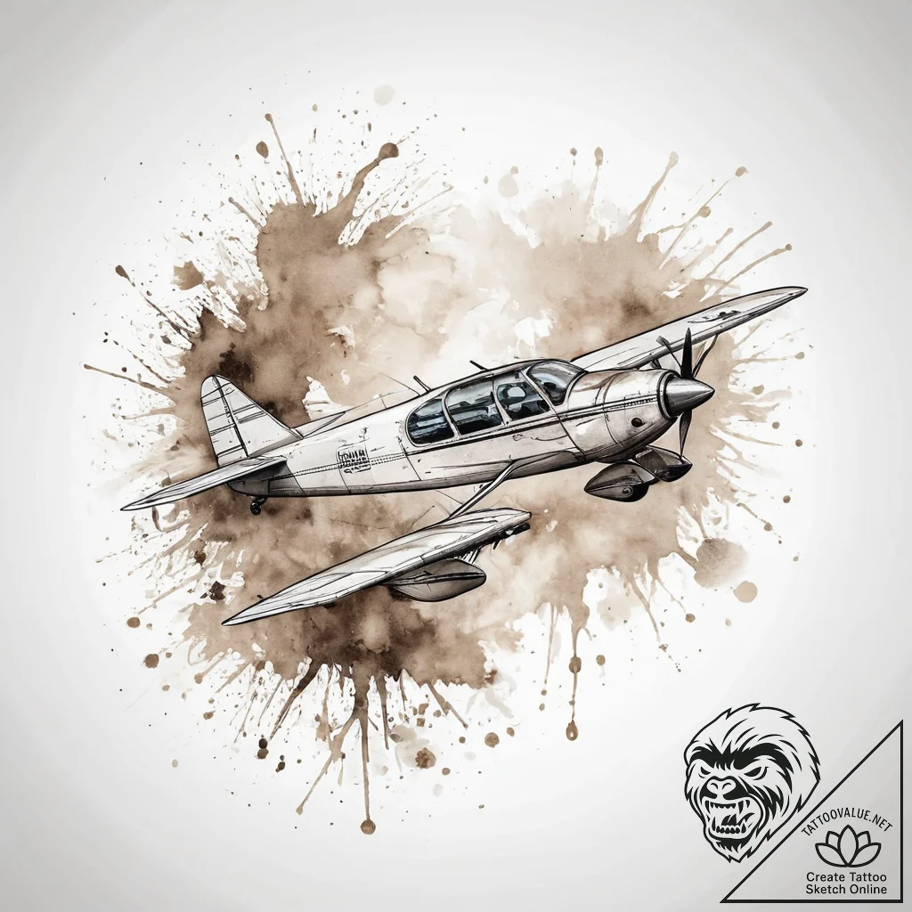 Tattoo sketch model building a model plane, t... - tattoo sketch (№1756693716_0, 01.09.2025 02:28) — tattoovalue.net