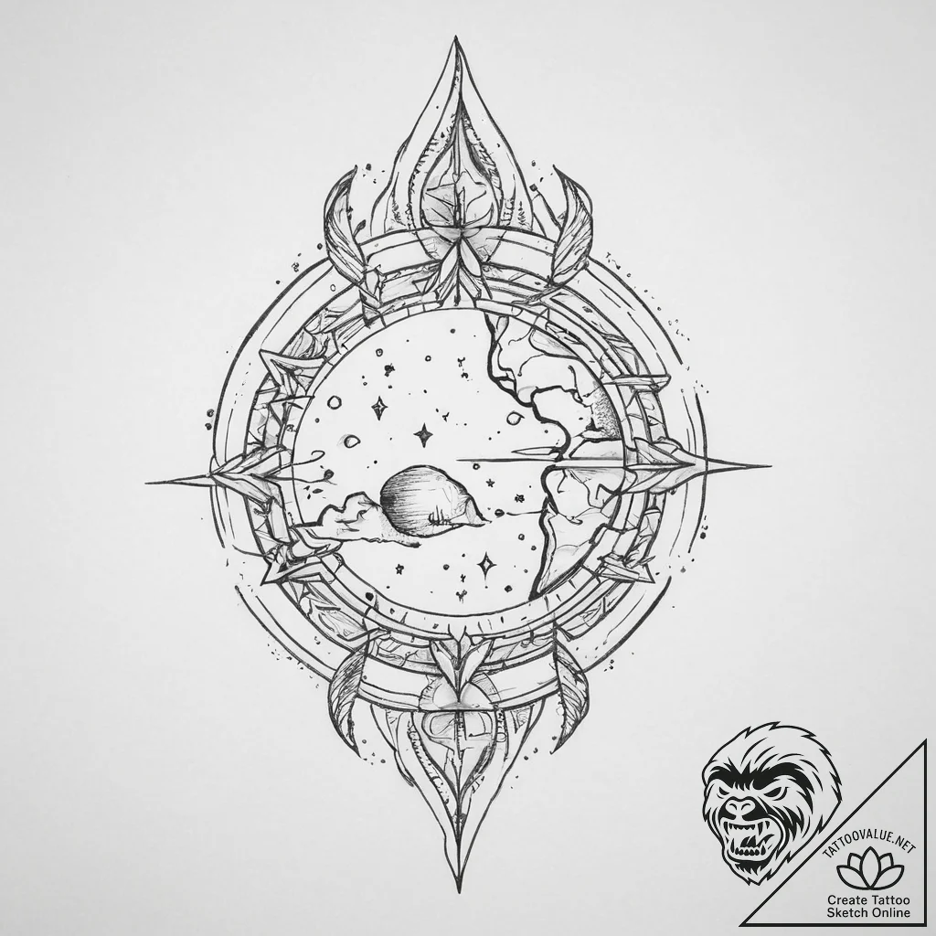 Tattoo sketch cosmic kingdom, artistic tattoo... - tattoo sketch (№1756695101_0, 01.09.2025 02:51) — tattoovalue.net