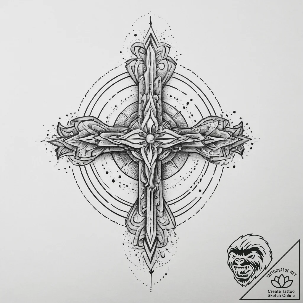 Tattoo sketch cosmic land, concept art for ta... - tattoo sketch (№1756696891_0, 01.09.2025 03:21) — tattoovalue.net