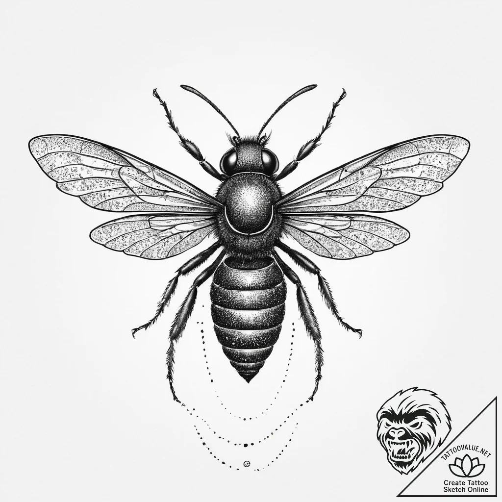 Tattoo sketch wasp, concept art for tattoo, o... - tattoo sketch (№1756697090_0, 01.09.2025 03:24) — tattoovalue.net