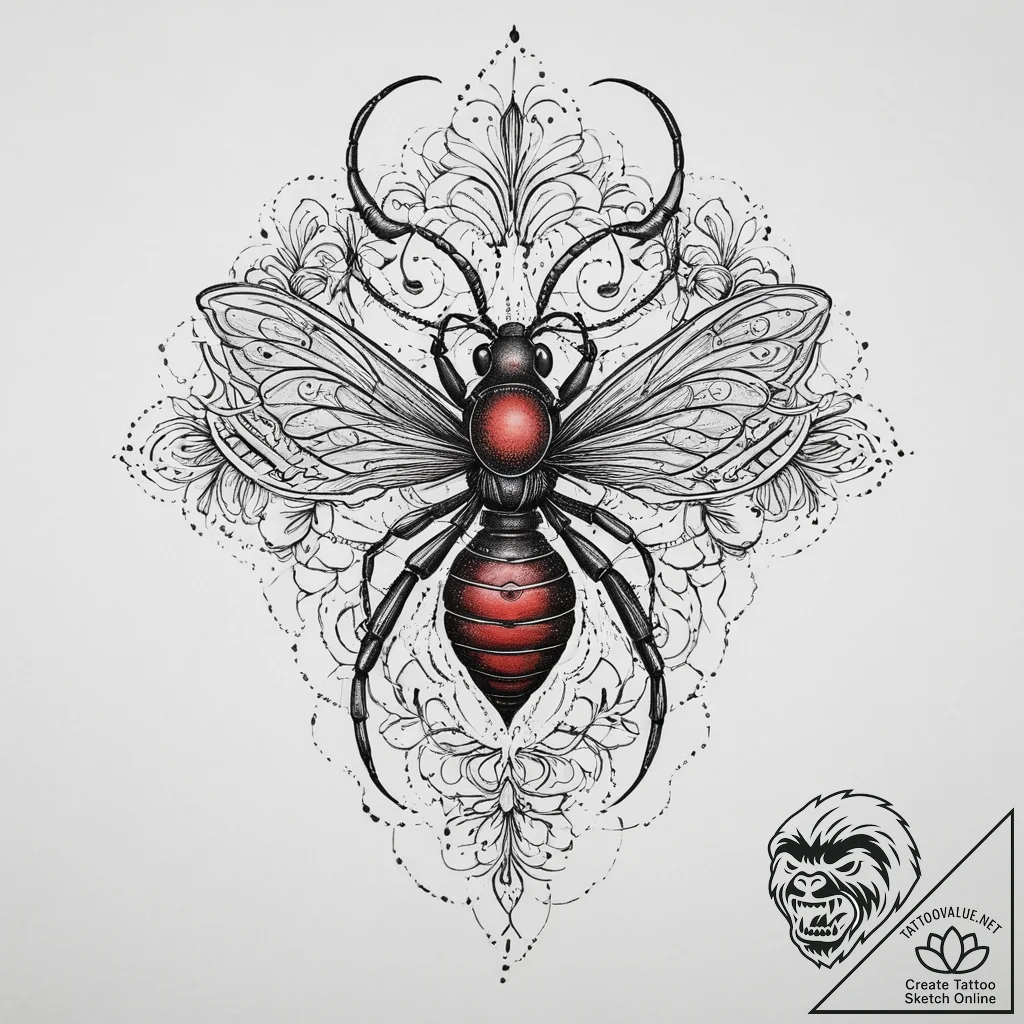 Tattoo sketch ant, concept art for tattoo, bl... - tattoo sketch (№1756697684_0, 01.09.2025 03:34) — tattoovalue.net