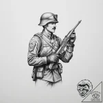 Tattoo sketch soldier with a scroll, artistic… – tattoo sketch (№1756698280_0, 01.09.2025 03:44) — tattoovalue.net