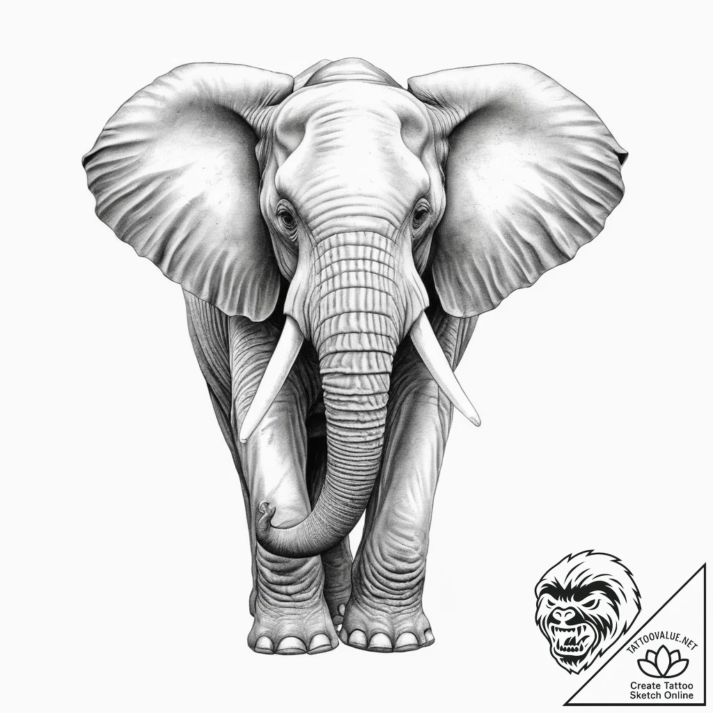 Tattoo sketch african elephant, tattoo line a... - tattoo sketch (№1756698678_0, 01.09.2025 03:51) — tattoovalue.net