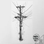 Tattoo sketch telephone pole with wires, tatt… – tattoo sketch (№1756699866_0, 01.09.2025 04:11) — tattoovalue.net