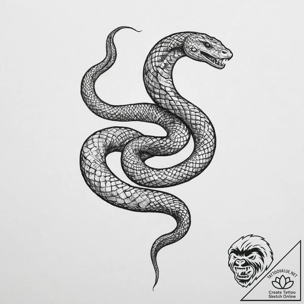 Tattoo sketch anaconda, tattoo drawing outlin... - tattoo sketch (№1756700064_0, 01.09.2025 04:14) — tattoovalue.net