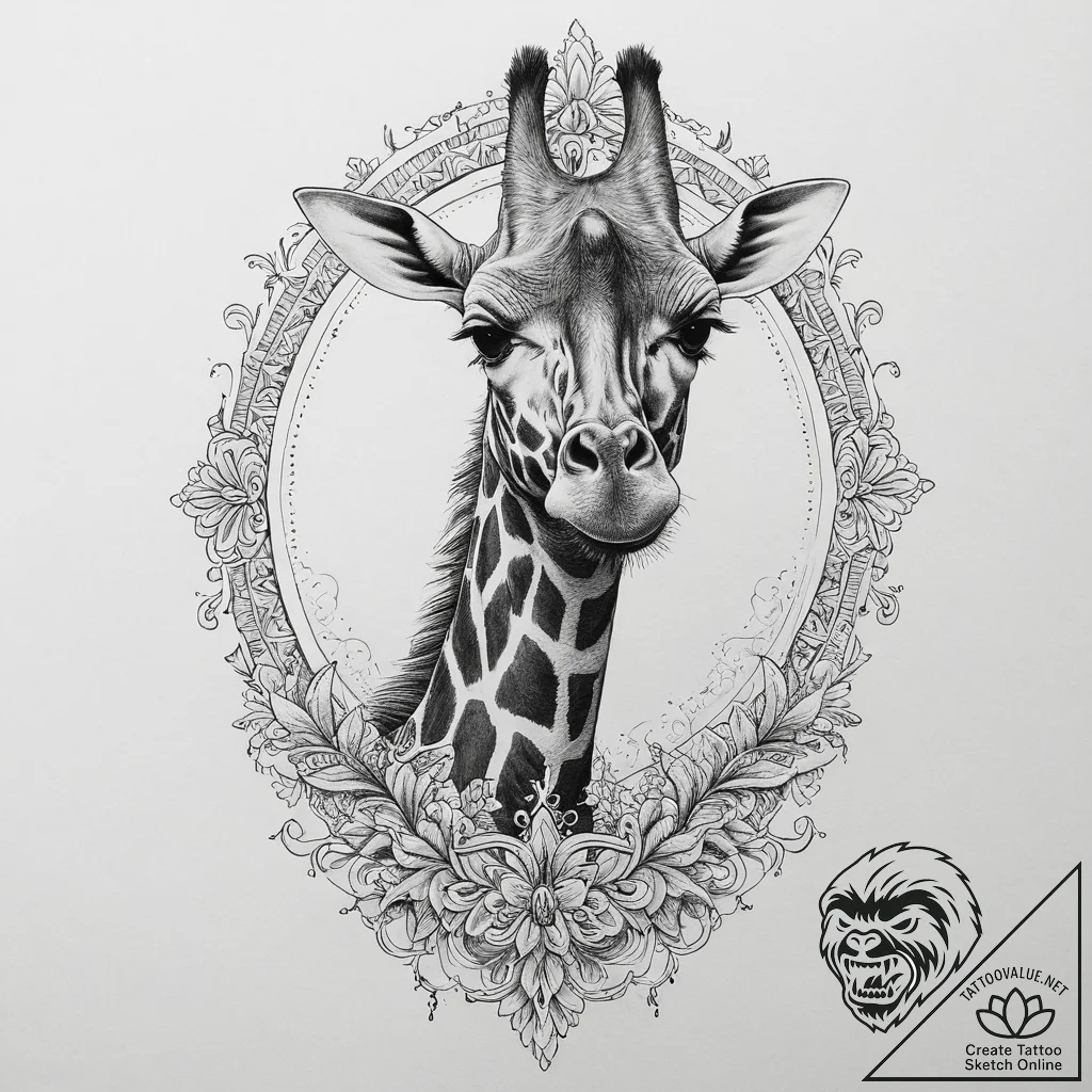Tattoo sketch giraffe, tattoo sketch design,... - tattoo sketch (№1756700461_0, 01.09.2025 04:21) — tattoovalue.net