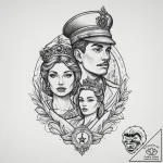 Tattoo sketch soldier with a queen, tattoo dr… – tattoo sketch (№1756700657_0, 01.09.2025 04:24) — tattoovalue.net