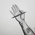Tattoo sketch hands with a pencil – tattoo sketch (№1756700854_0, 01.09.2025 04:27) — tattoovalue.net