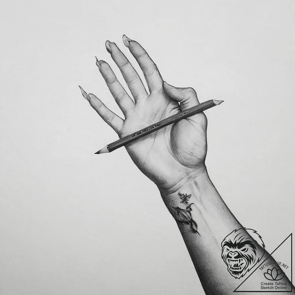 Tattoo sketch hands with a pencil - tattoo sketch (№1756700854_0, 01.09.2025 04:27) — tattoovalue.net
