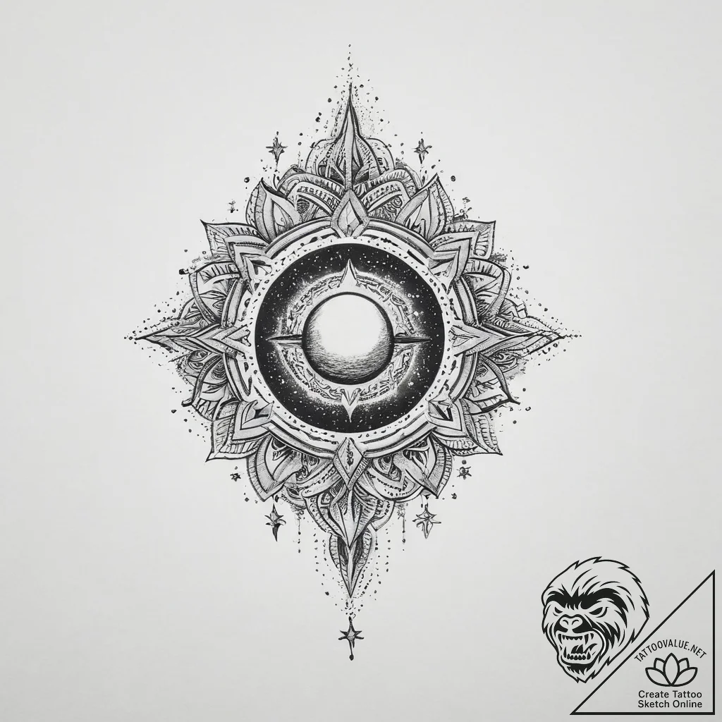 Tattoo sketch cosmic myth, ink illustration f... - tattoo sketch (№1756701250_0, 01.09.2025 04:34) — tattoovalue.net
