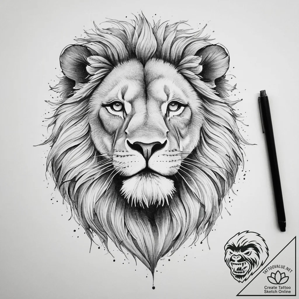 Tattoo sketch lion - tattoo sketch (№1756701447_0, 01.09.2025 04:37) — tattoovalue.net