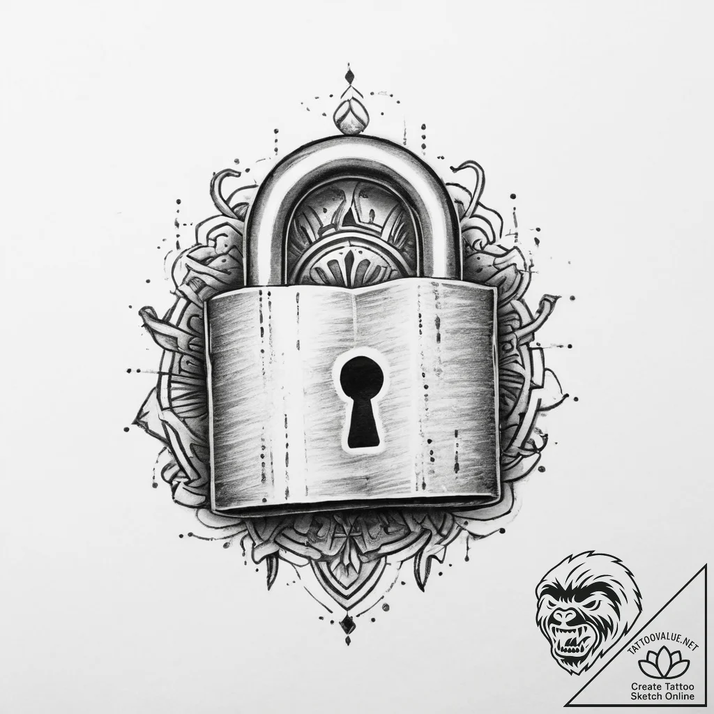 Tattoo hands with a lock, artistic tattoo ske... - tattoo sketch (№1756702830_0, 01.09.2025 05:00) — tattoovalue.net