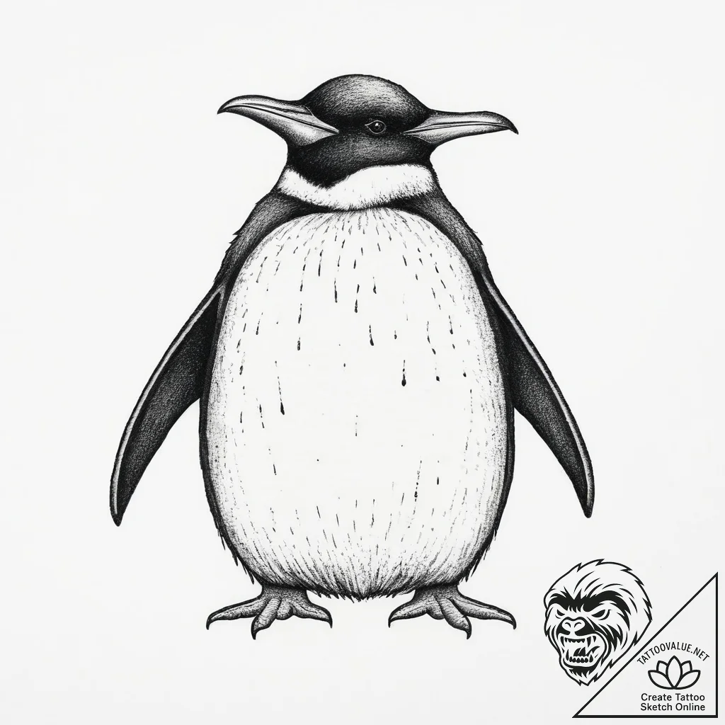 Tattoo sketch puns a penguin that says "i'm a... - tattoo sketch (№1756703621_0, 01.09.2025 05:13) — tattoovalue.net