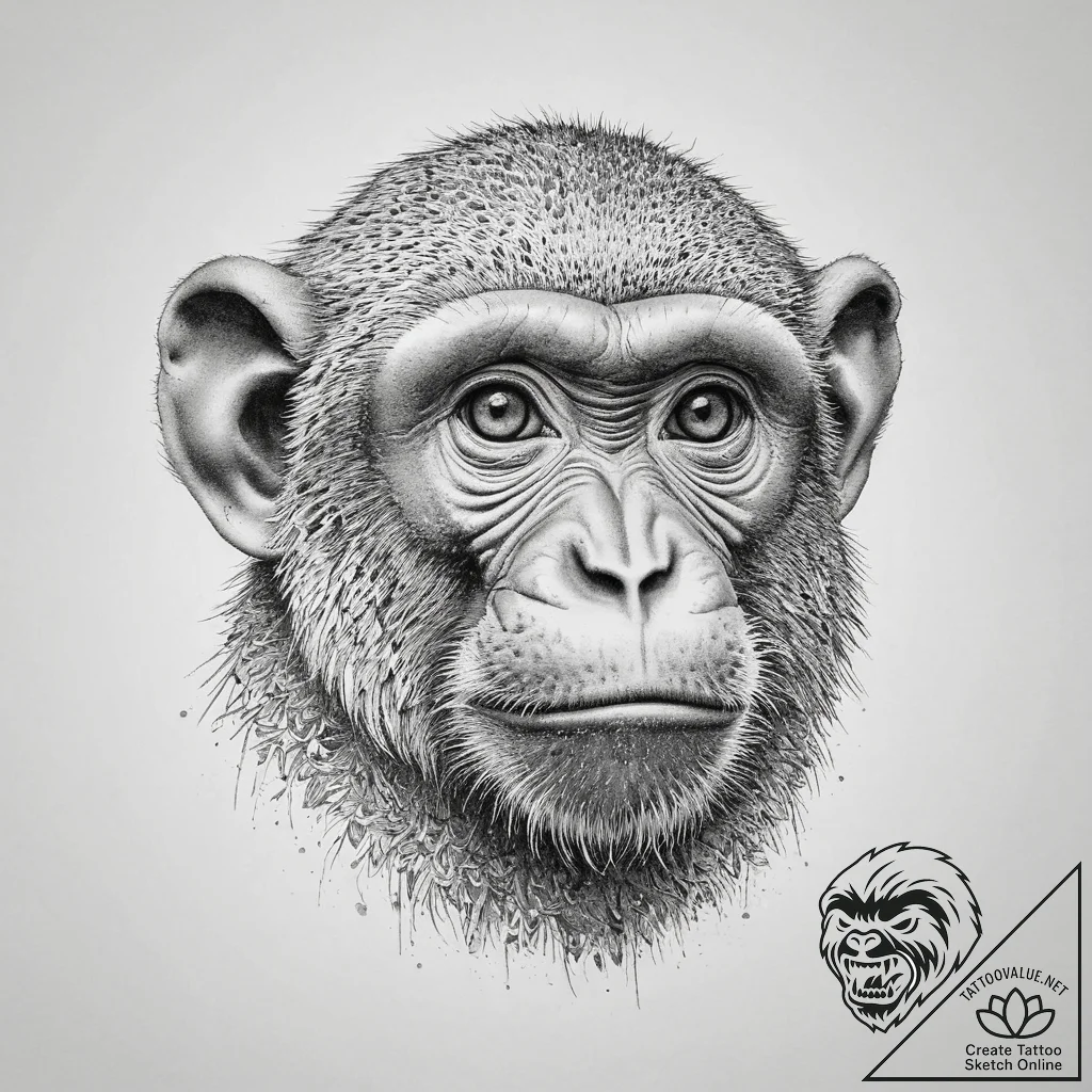 Tattoo sketch macaque, tattoo line art, on a... - tattoo sketch (№1756703819_0, 01.09.2025 05:16) — tattoovalue.net