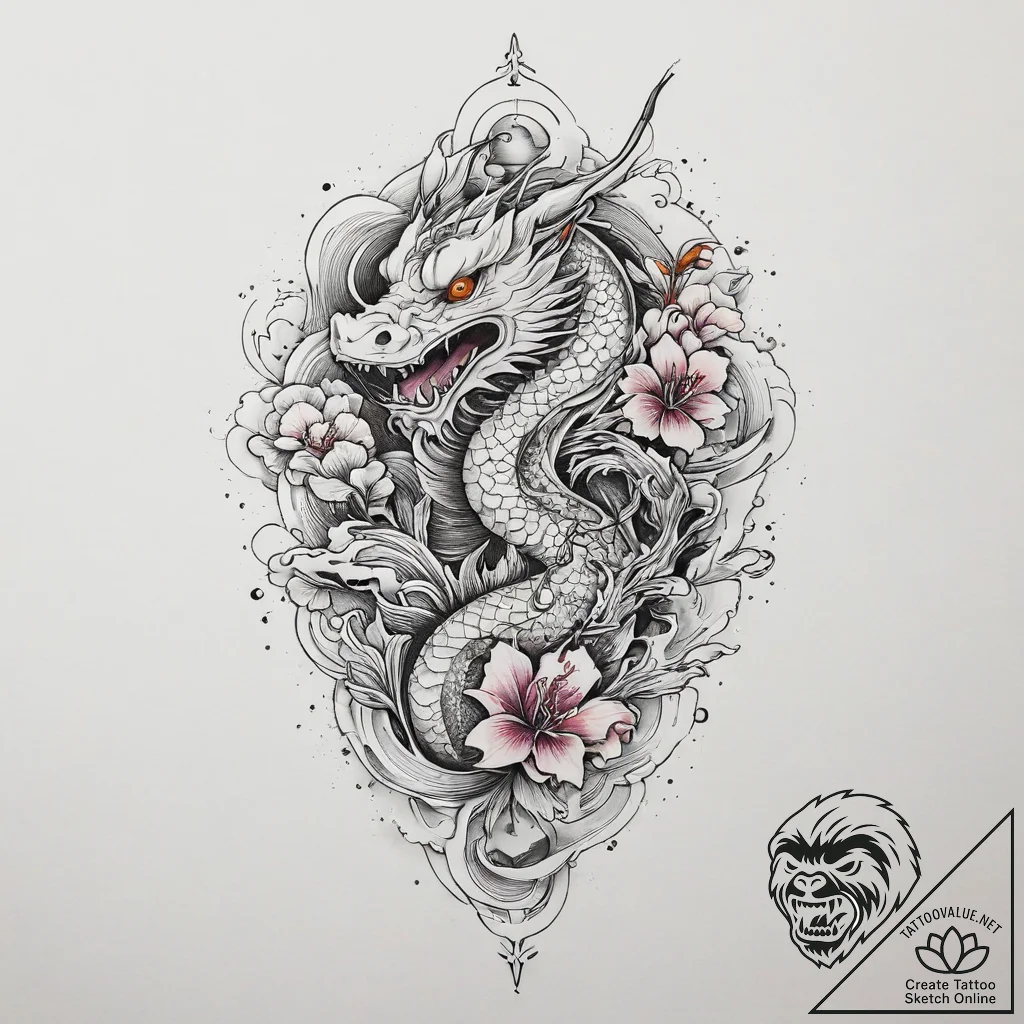 Tattoo sketch line pattern, concept art for t... - tattoo sketch (№1756704213_0, 01.09.2025 05:23) — tattoovalue.net