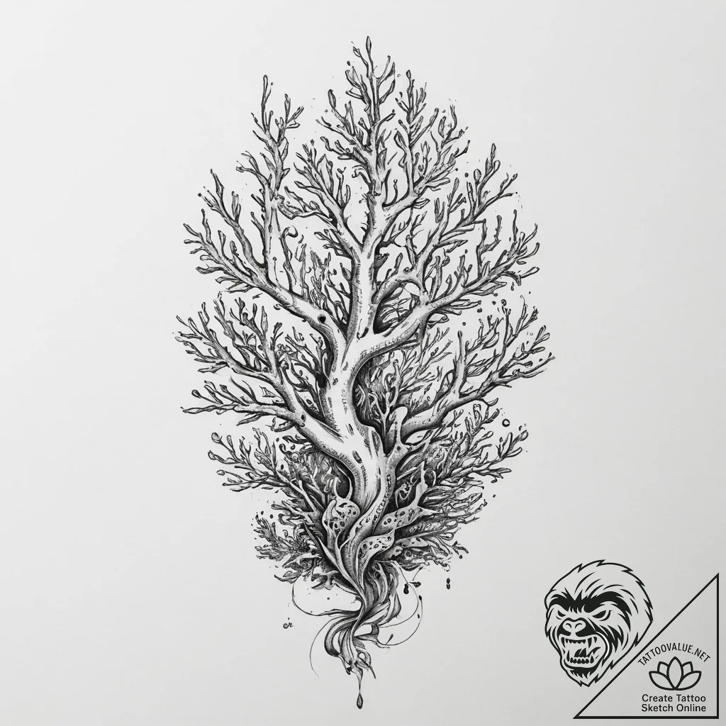 Tattoo sketch coral, artistic tattoo sketch,... - tattoo sketch (№1756704411_0, 01.09.2025 05:26) — tattoovalue.net