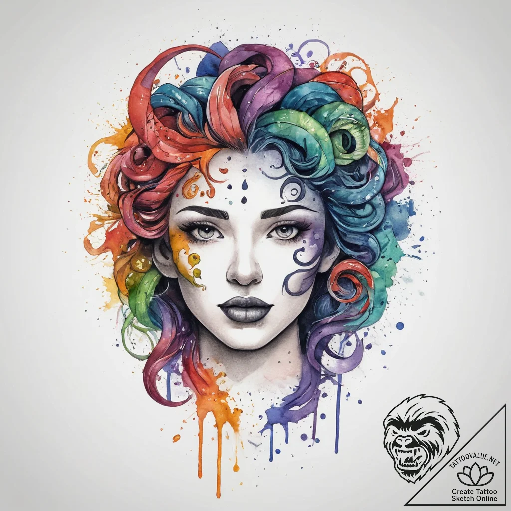Tattoo sketch gorgon, tattoo sketch design, w... - tattoo sketch (№1756706787_0, 01.09.2025 06:06) — tattoovalue.net