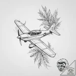 Tattoo sketch plane with a plant – tattoo sketch (№1756708174_0, 01.09.2025 06:29) — tattoovalue.net