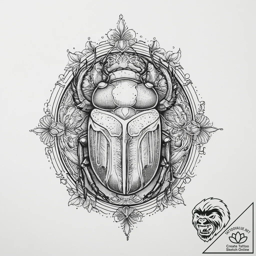 Tattoo sketch scarab beetle, tattoo line art,... - tattoo sketch (№1756709551_0, 01.09.2025 06:52) — tattoovalue.net