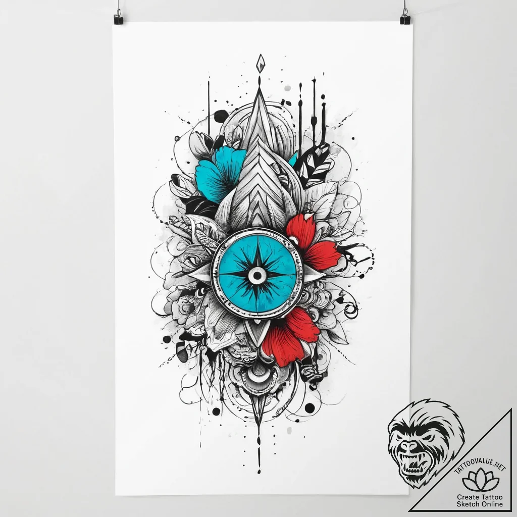 Tattoo sketch turquoise, tattoo flash sheet d... - tattoo sketch (№1756710142_0, 01.09.2025 07:02) — tattoovalue.net