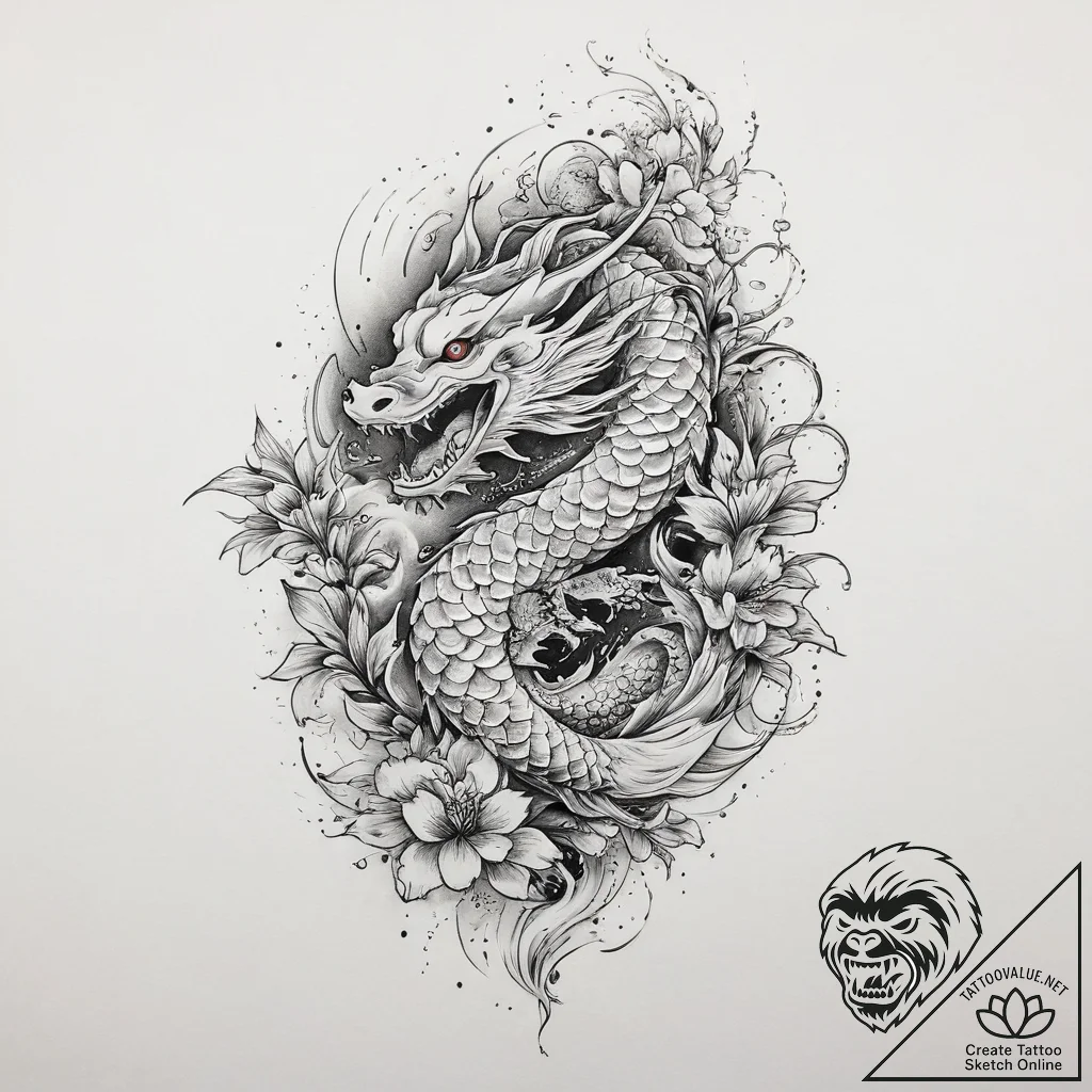 Tattoo sketch mystical spring, artistic tatto... - tattoo sketch (№1756713904_0, 01.09.2025 08:05) — tattoovalue.net