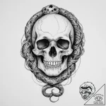 Tattoo sketch skull with a snake – tattoo sketch (№1756714101_0, 01.09.2025 08:08) — tattoovalue.net