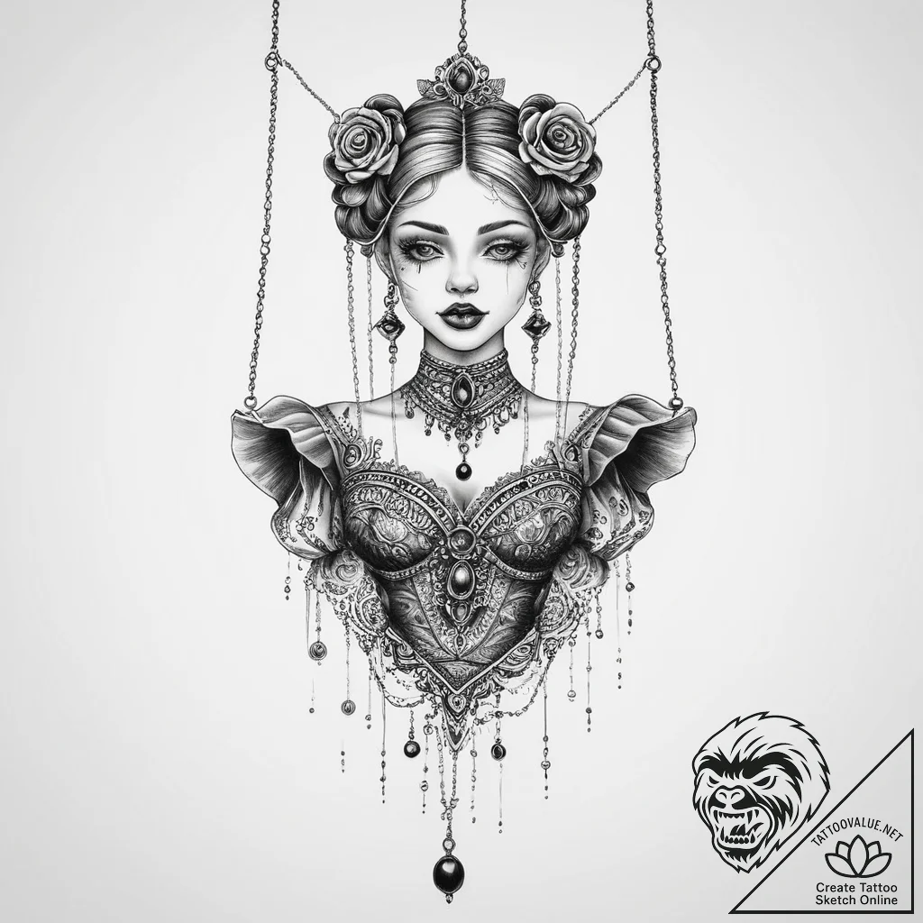 Tattoo sketch doll making a marionette, tatto... - tattoo sketch (№1756715479_0, 01.09.2025 08:31) — tattoovalue.net