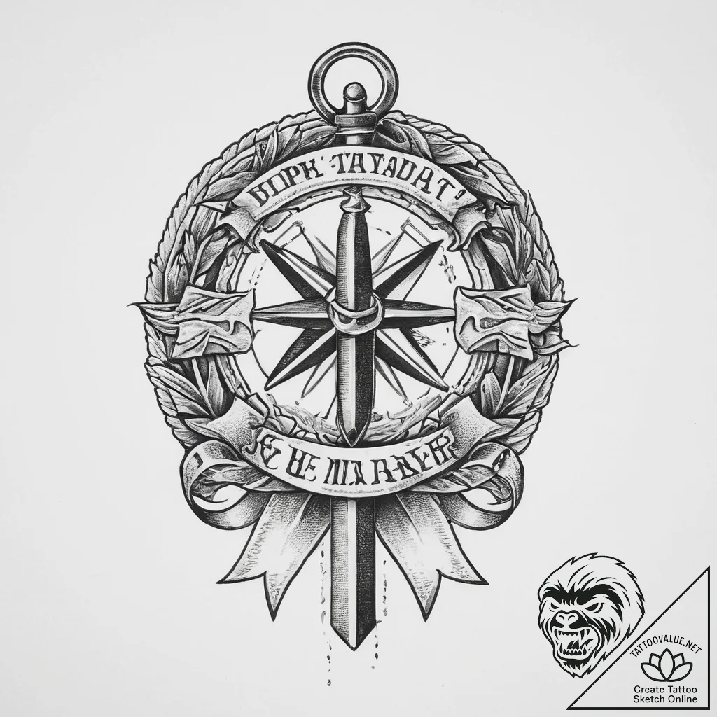 Tattoo sketch military ribbon, artistic tatto... - tattoo sketch (№1756716466_0, 01.09.2025 08:47) — tattoovalue.net