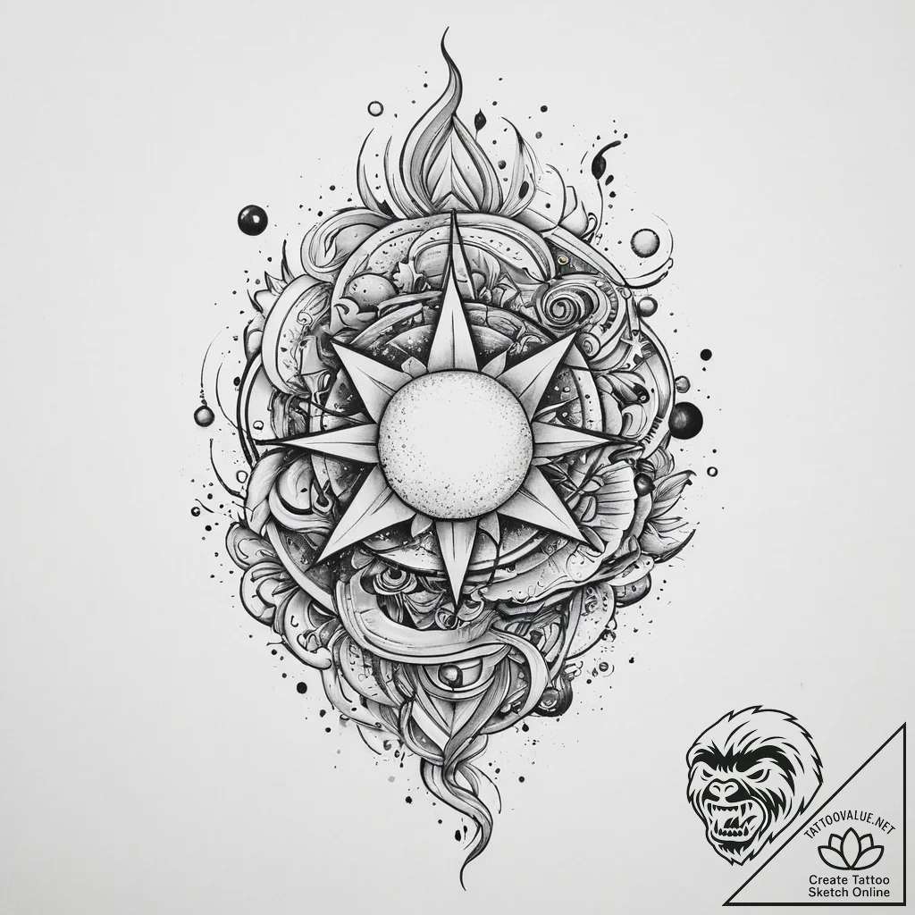 Tattoo sketch cosmic tale, tattoo flash sheet... - tattoo sketch (№1756716664_0, 01.09.2025 08:51) — tattoovalue.net