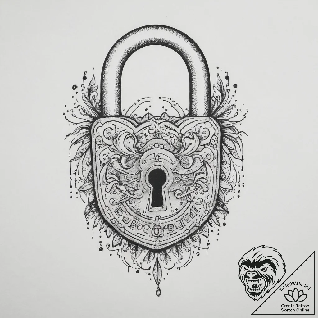 Tattoo sketch hands with a lock, tattoo sketc... - tattoo sketch (№1756717256_0, 01.09.2025 09:00) — tattoovalue.net